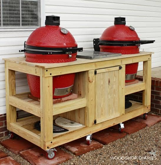 Double Kamado Joe Table With Concrete Top