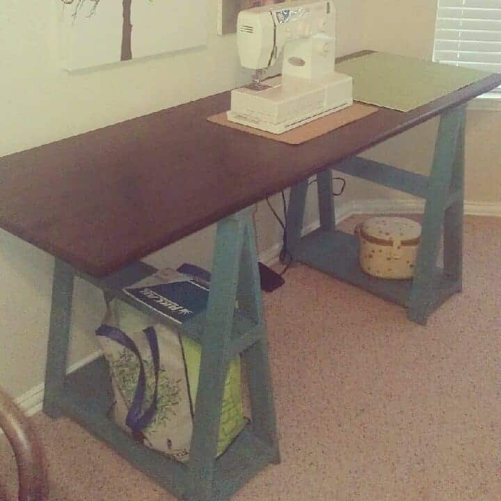 The Improvised Up cycled Saw Horse Style Sewing Table Idea