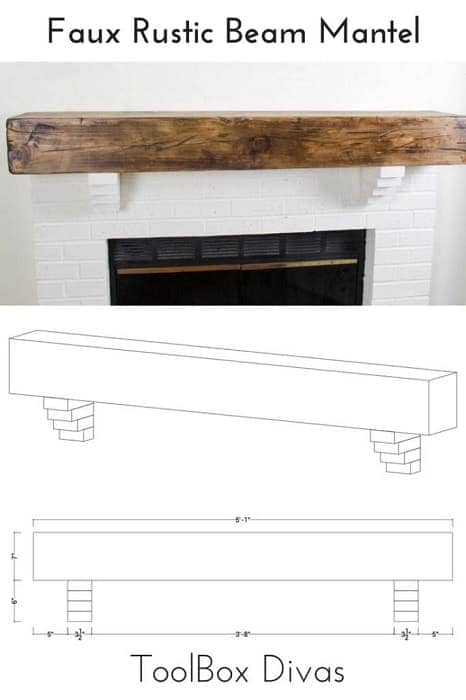 DIY Rustic Faux Beam Mantel