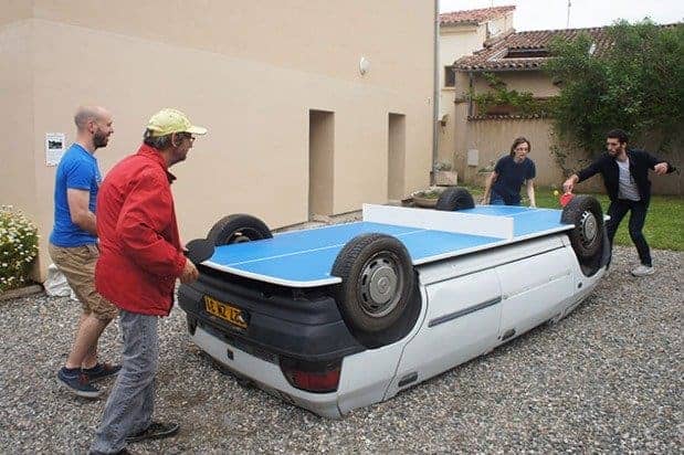 Old Car Upside Down Ping Pong Table