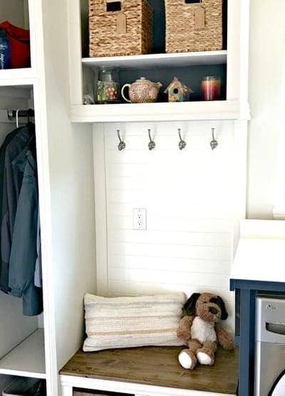 DIY Mudroom Bench in Laundry Room