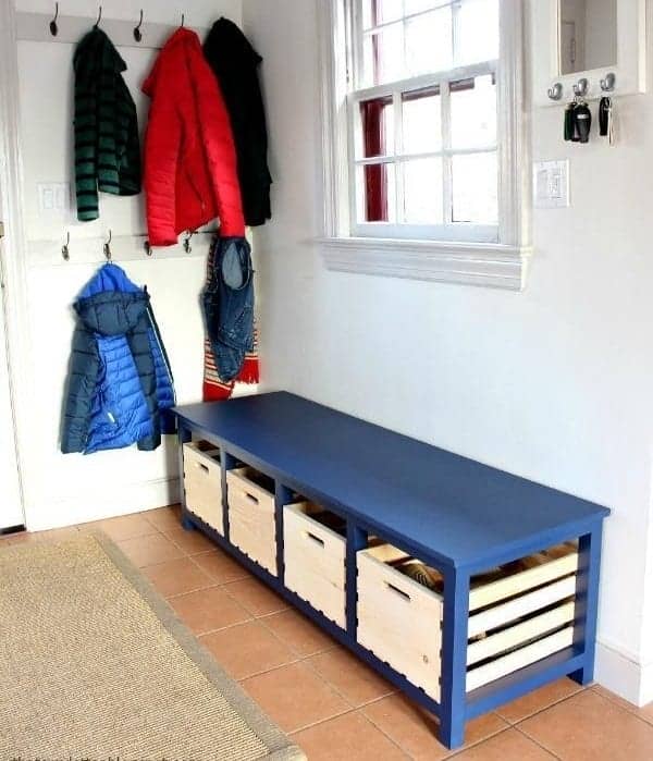 DIY Shoe Storage Mudroom Bench