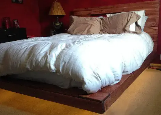 Floating Bed Frame With Massive Headboard