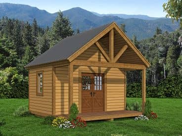 20x20 Gable shed with covered porch