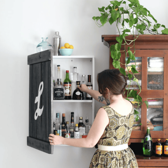 Closed Vintage Liquor Cabinet