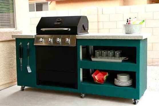Classic BBQ Grill Cart With Cement Board Panel