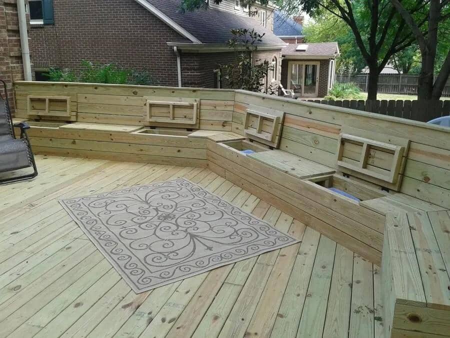 Exquisite Deck With Built-in Benches and Storage Spaces