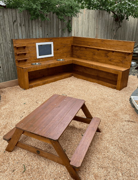 Extended Mud Kitchen With Bench