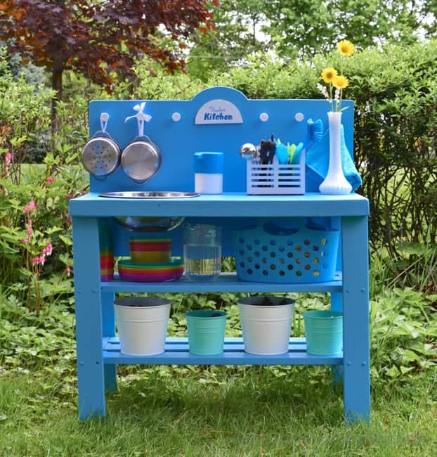 Upcycled Old Shelf Mud Kitchen