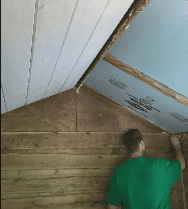 DIY Shiplap Shed Ceiling